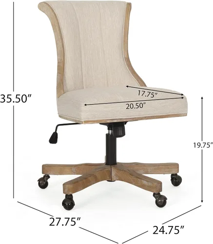 Miniatura 4 de Christopher Knight Home Coulee - Silla de oficina, beige y natural