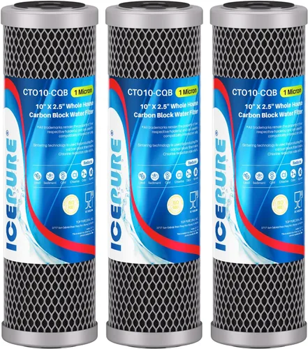 Miniatura 13 de ICEPURE 1 Micron 10" x 2.5" Whole House PFOA/PFOS Carbon Water Filter Cartridge Replacement for DuPont WFPFC8002, WFPFC9001, SCWH-5, WHCF-WHWC