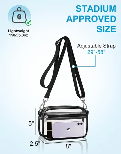 Miniatura 4 de Bagenius Clear Bag for Stadium Events Clear Messenger Bag Clear Purse for Concert and Sport Events