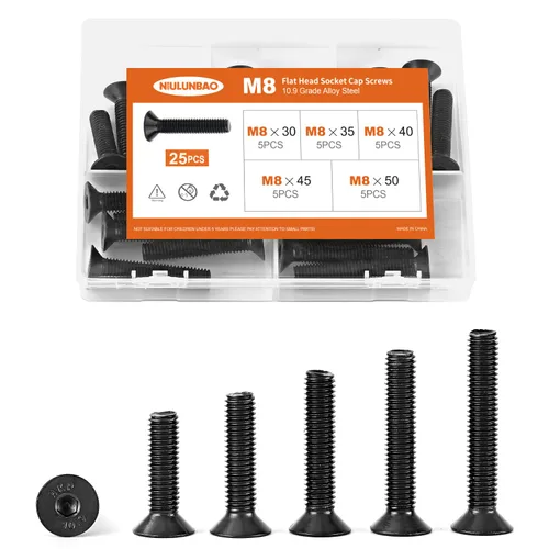 Miniatura 14 de Tornillos avellanados de cabeza plana M6 x 0.787 in, 0.984 in, 1.181 in, 1.378 in, 1.575 in, tornillos avellanados, acero de aleación de grado 10.9