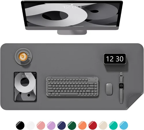 Miniatura 26 de Alfombrilla de escritorio, 60 x 35 cm, de piel sintética, antideslizante, alfombrilla grande para mouse para escritorio, impermeable, almohadilla