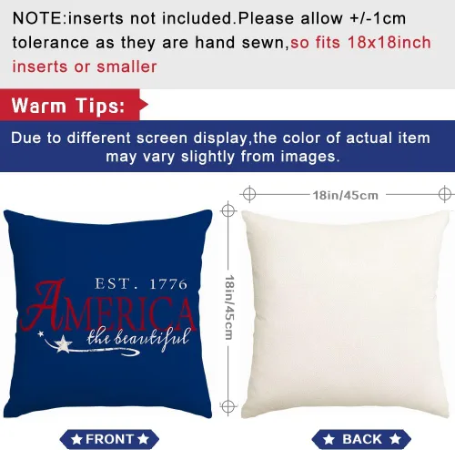 Miniatura 4 de RABUSOFA Fundas de almohada para el 4 de julio, 18 x 18 pulgadas, letreros patrióticos, rojo, blanco y azul, Día de la Independencia, 4 de julio