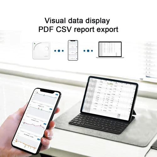 Miniatura 2 de Sensor ambiental WiFi WS1: temperatura, humedad, monitoreo de luz Sonda externa Alertas, informes de programación y uso compartido