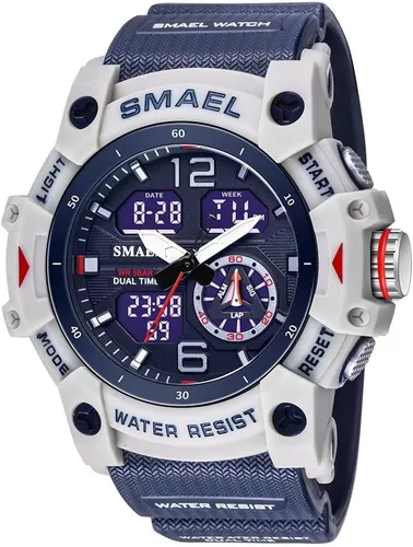 Miniatura 12 de SMAEL Reloj de pulsera militar para hombre, resistente al agua, para exteriores, deportivo, con fecha, multifunción, LED, con alarma y cronómetro