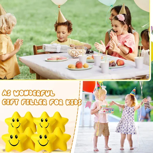 Miniatura 4 de Jerify 60 unidades de bolas de estrés con forma de sonrisa de estrella para niños, mini bolas de espuma a granel, juguetes para aliviar el estrés