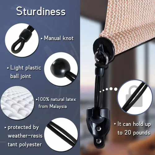 Miniatura 3 de Parasol universal tipo cuerda y persiana enrollable para persianas enrollables al aire libre (kit elástico negro)