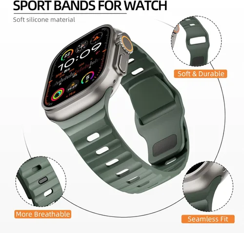 Miniatura 2 de Correas de silicona deportivas compatibles con Apple Watch Band de 1.929 in, 1.811 in, 1.772 in, 1.732 in, 1.654 in, 1.614 in, 1.575 in, 1.496 in
