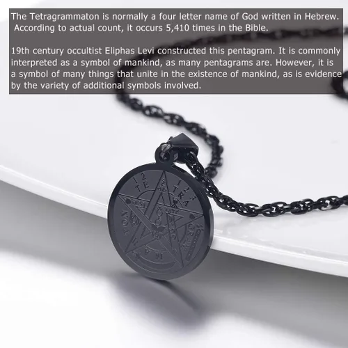 Miniatura 3 de PROSTEEL Collar de pentáculo de tetragrammaton, personalizable disponible, protección del pentagrama Eliphas Levi's, amuleto Wiccan, mágico
