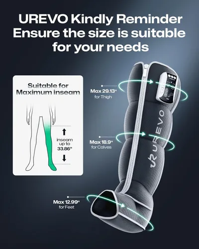 Miniatura 9 de UREVO Smart Leg Recovery PT Pro, tecnología patentada de masaje con tecnología de masaje recargable inalámbrica de compresión de aire