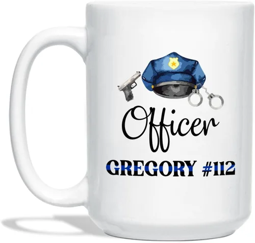 Miniatura 19 de Taza de café personalizada con nombre de oficial de policía en progreso, con nombre de oficial de policía estudiantil, taza de cerámica blanca