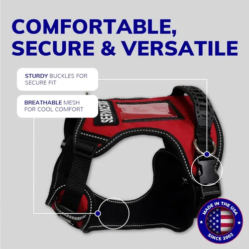 Miniatura 7 de ActiveDogs - Arnés para perro de servicio, ajustable, sin tirones, para perros pequeños, con parche para perro de servicio, asa, ventana