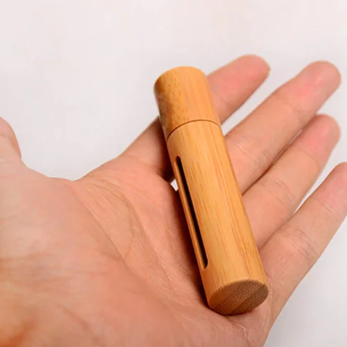 Miniatura 4 de 2 botellas de rodillo de bambú de 0.3 fl oz vacías rellenables de aceite esencial, botella enrollable para almacenamiento de cosméticos, recipiente