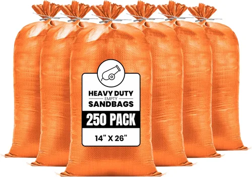 Miniatura 14 de (No fabricadas en China) Bolsas de arena resistentes para inundaciones, bolsas de arena vacías con cuerdas de amarre, protección UV 1600 horas, Verde