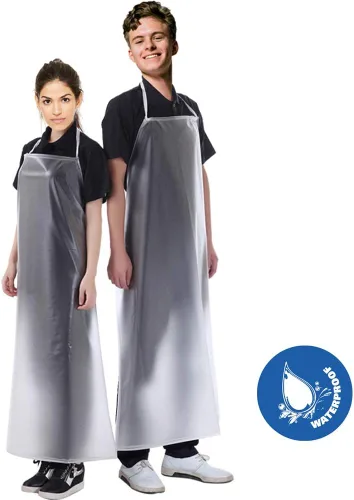 Miniatura 2 de Delantal de plástico impermeable PVC transparente, platos de cocina, lavado, laboratorio, trabajo, carnicero, aseo de perros, unisex, 45.3 x 27.5