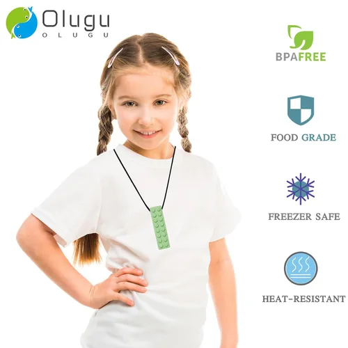 Miniatura 2 de Collar masticable para niños sensorial, collar sensorial con bloques para masticar para niños y niñas con autismo, TDAH, dentición, mordedura