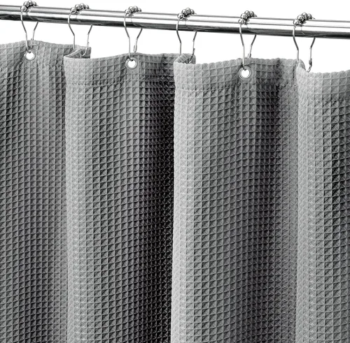 Miniatura 12 de MISS SELECTEX Cortina de ducha de tela lavable a máquina, clásica tela gruesa de punto gofre, duradera para baño, tela repelente al agua de alta