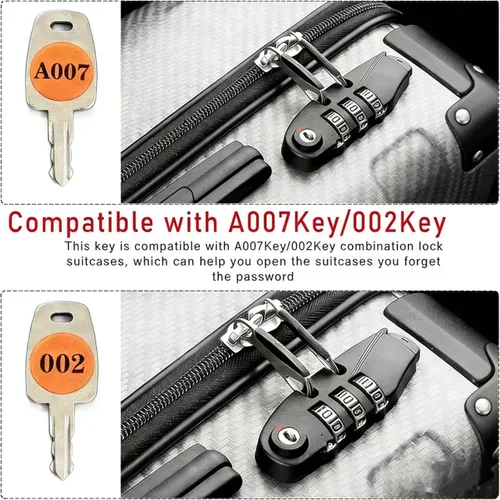 Miniatura 6 de TSA 007 Key 002 Master - Llaves de repuesto para cerradura de equipaje, 2 llaves de emergencia con anillos para maleta, solución de bloqueo