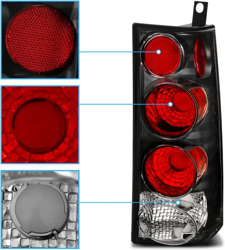 Miniatura 3 de AmeriLite Conjunto de repuesto de luces traseras de halo con lámparas de freno para 2003-2019 Chevy Express/GMC Savana Van Euro - lado del pasajero