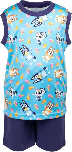 Miniatura 5 de Bluey Bingo Dad Mom - Camiseta sin mangas y pantalones cortos de rizo francés, conjunto de 3 piezas para niño pequeño a niño grande