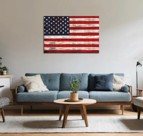 Miniatura 5 de SKASNFAI Arte rústico de pared con bandera estadounidense motivacional, patriótica, para oficina, póster de lienzo para sala de estar, ilustración