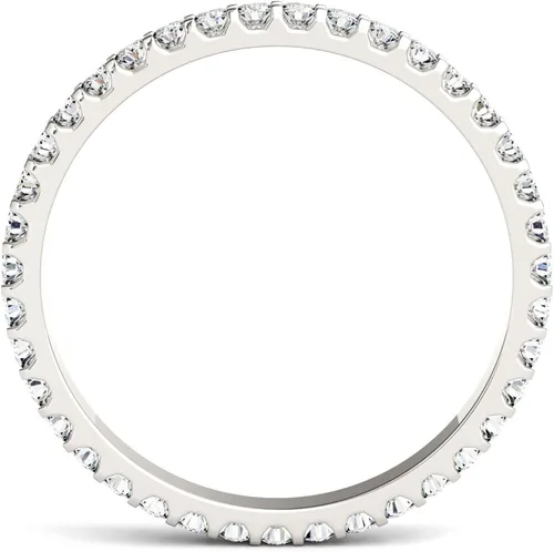 Miniatura 3 de Anillo de eternidad de moissanita redonda Forever One de oro blanco de 14 quilates de 0.059 in por Charles & Colvard