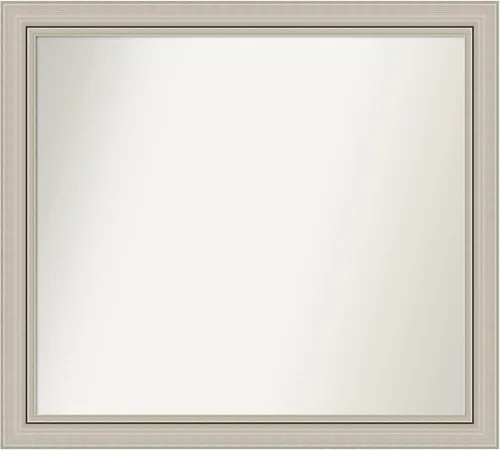 Miniatura 119 de Amanti Art Espejo de baño plateado para sobre fregadero, 23 x 23 pulgadas, espejo cuadrado plateado en ángulo, marco de madera moderno medio, se