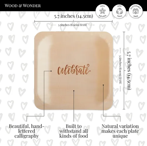 Miniatura 5 de Platos desechables para fiestas - Alternativa rústica y compostable a los platos de plástico para fiestas de cumpleaños, catering y eventos