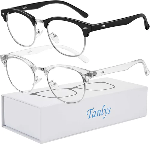 Paquete de 2 lentes de bloqueo de luz azul para fatiga ocular en la computadora [ojo seco y ojo agrio], anti UV que reduce el dolor de cabeza,