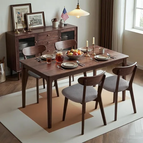 Miniatura 5 de Sillas de Comedor de Madera de Roble Macizo 100%, Sillas de Comedor Modernas de Mediados de Siglo con Cojín Tapizado, Cocina, Sillas de Comedor