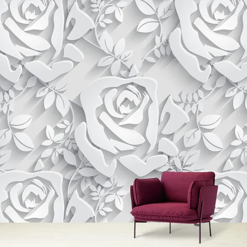 Miniatura 49 de NWT Calcomanía removible de pared/mural blanco pastel azul margarita, naturaleza, desierto, arte digital, arte moderno, decorativo, floral
