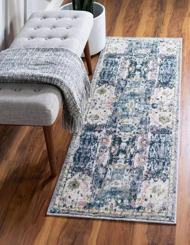 Miniatura 9 de Unique Loom Sumter Collection - Alfombra Aiken (2 x 6 pies, color rosa y azul)