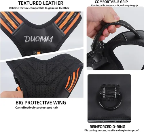 Miniatura 6 de Arnés para perro sin tirones con asa, chaleco táctico reflectante ajustable para perros medianos y grandes, chaleco acolchado de ajuste cómodo