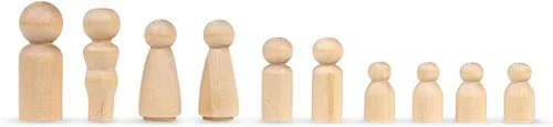 Miniatura 2 de Hygloss Productos Muñecas de madera con clavijas – Artesanía pintable Birchwood Doll People – Familia surtida, 10 piezas (8560)