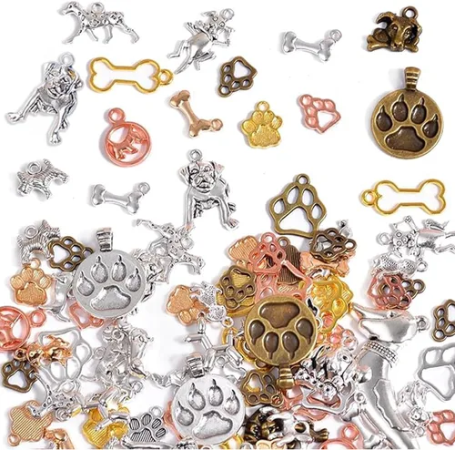Miniatura 21 de stino - 100 g de dijes colgantes de metal para hacer joyas, lote de dijes bañados en plata y oro para pulseras, collares y manualidades, dijes