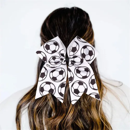 Miniatura 5 de Accesorios deportivos para el cabello - Lazos, soportes para cola de caballo y bandas para el cabello para niñas y equipos de fútbol (FQ1) (A)