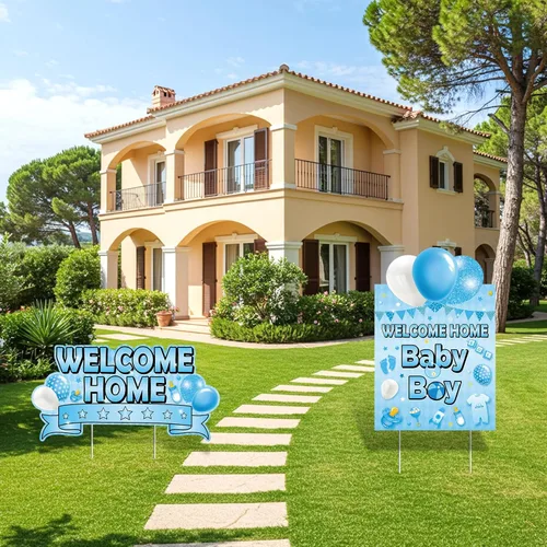 Miniatura 2 de 2 letreros de bienvenida para el patio del bebé, niño, color azul, para baby shower, patio, con estacas "It's a boy", letrero de bienvenida