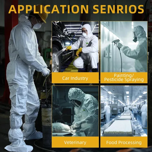 Miniatura 5 de Disposable Coverall with Hood, Tear-Resistant, Latex-Free for Painting, Construction & Industrial Work