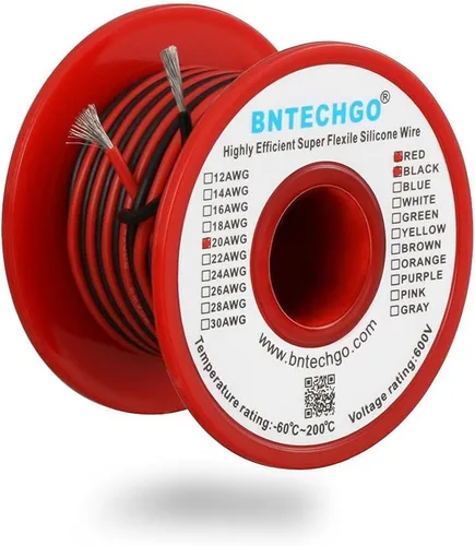 Miniatura 7 de BNTECHGO Carrete de alambre de silicona de calibre 16, rojo de 25 pies y negro, 25 pies, 2 cables separados, alambre de cobre estañado flexible