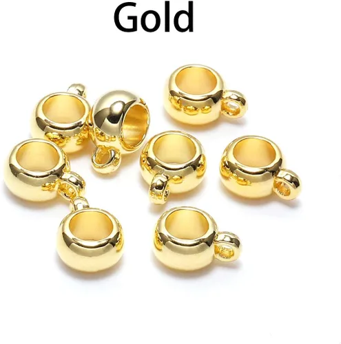 Miniatura 2 de 50 dijes con lazo de agujero grande de acrílico CCB, cierre de clip de cuentas para colgante, cuentas espaciadoras sueltas para suministros de Dorado