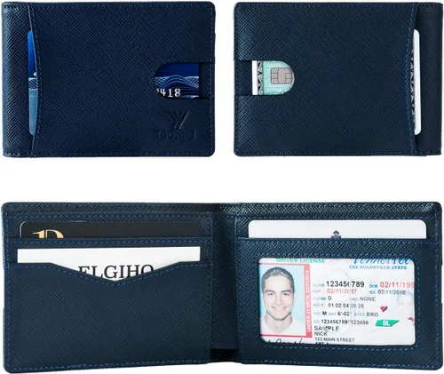 Miniatura 3 de Cartera plegable de bloqueo RFID compacta funcional para hombres, hecha del cuero genuino más fino