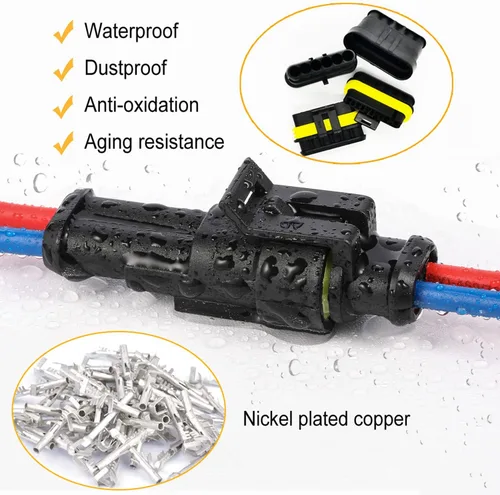 Miniatura 4 de 20 kits de conectores de 2 pines conectores eléctricos automotrices de desconexión rápida 2 cables impermeable conector terminal kit de enchufe