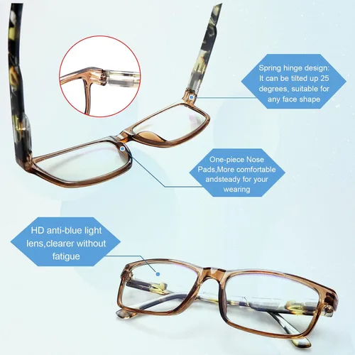 Miniatura 4 de Gafas de lectura para mujeres/hombres, bloqueo de luz azul, para lectura frente a la computadora, antifatiga ocular, 6 paquetes