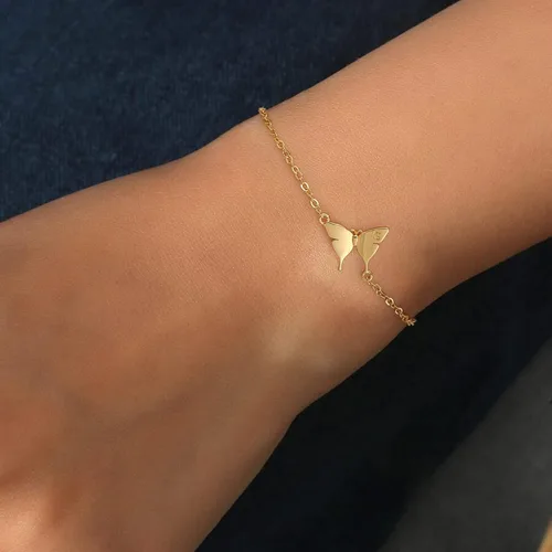Miniatura 5 de BRIJEWLIC Butterfly Bracelet Gold Bracelets for Women, 14K Gold Plated Butterfly Cute Bracelets Initial Bracelets for Women Teen Girls Gifts Gold
