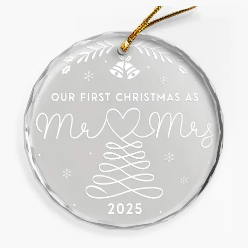 Miniatura 20 de Adorno personalizado de primera Navidad para casados, adornos de cerámica de Navidad con foto foto boda matrimonio nombre personalizado recuerdo 1ª