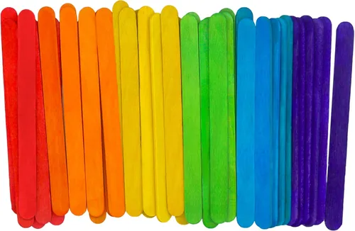 WISYOK 120 palitos de paletas de colores prémium para manualidades, palitos de madera de colores de 4.5 pulgadas, palitos de helado, palitos de
