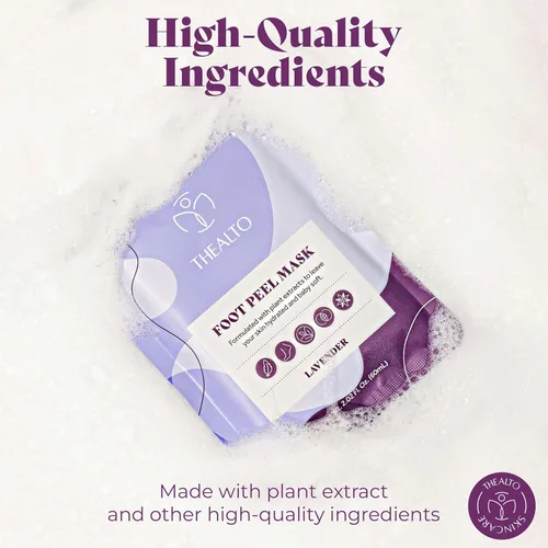 Miniatura 6 de Mascarilla exfoliante para pies con piedra pómez, paquete de 2 – para pies secos, agrietados y callosos – Aroma de lavanda – Con extracto de planta