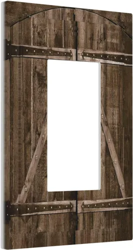 Miniatura 445 de Placa Decorativa de Pared de Granja Rústica con Cuerno de Madera para Puerta de Granero 1 Banda Duplex Cubiertas de Toma Eléctrica Soltera