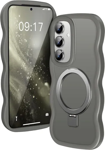 Miniatura 25 de [Soporte magnético y marco ondulado] Funda para Samsung Galaxy S24 Ultra [compatible con MagSafe] [protección militar contra caídas] no amarillenta