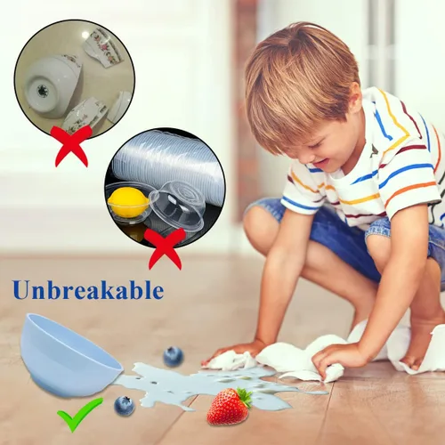 Miniatura 5 de Berglander Juego de 8 cuencos de plástico de 26 onzas, reutilizables y resistentes, irrompibles para sopa, juego de 8 colores, palomitas de maíz