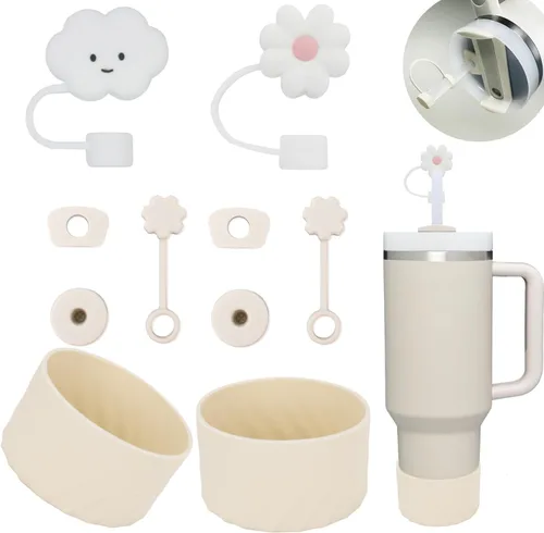 Stanley Cup Accessories9 unidades, 4 tapas de pajilla, 2 tapones cuadrados para derrames, 2 tapones redondos de fugas, 1 bota de silicona para